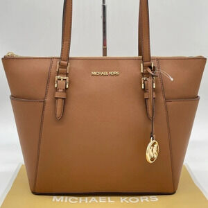 Michael Kors Large Charlotte Shoulder Tote Bag Brown